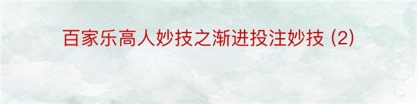 百家乐高人妙技之渐进投注妙技 (2)